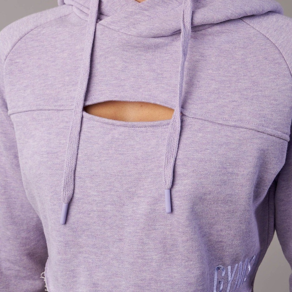 Gymshark raw edge crop hoodie ~ lilac